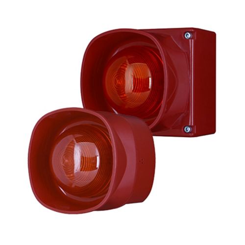 Red fire alarm sounder beacons
