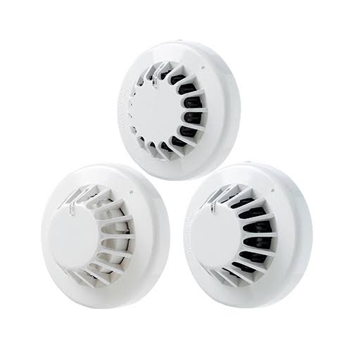Ceiling-mounted smoke and heat detectors