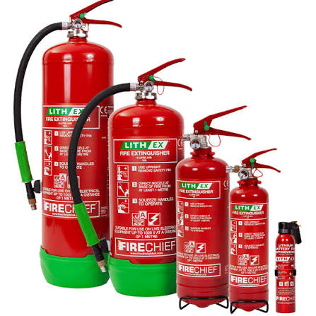 AVD lithium battery fire extinguishers in various sizes