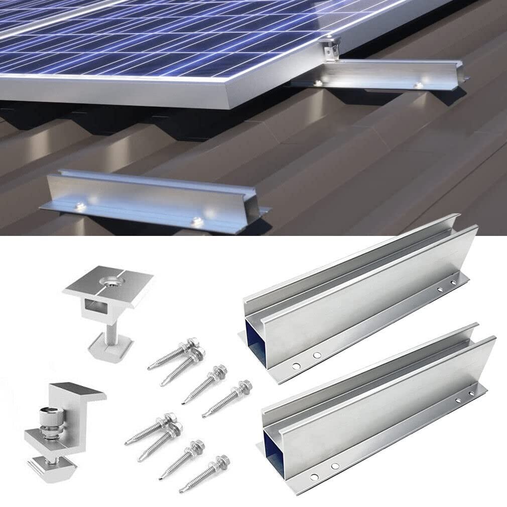 Aluminium solar roof mounting rails and clamps