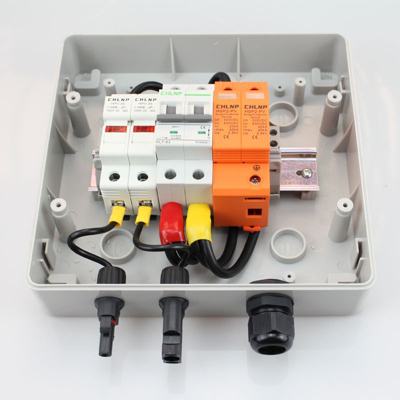 Solar PV string combiner box with breakers