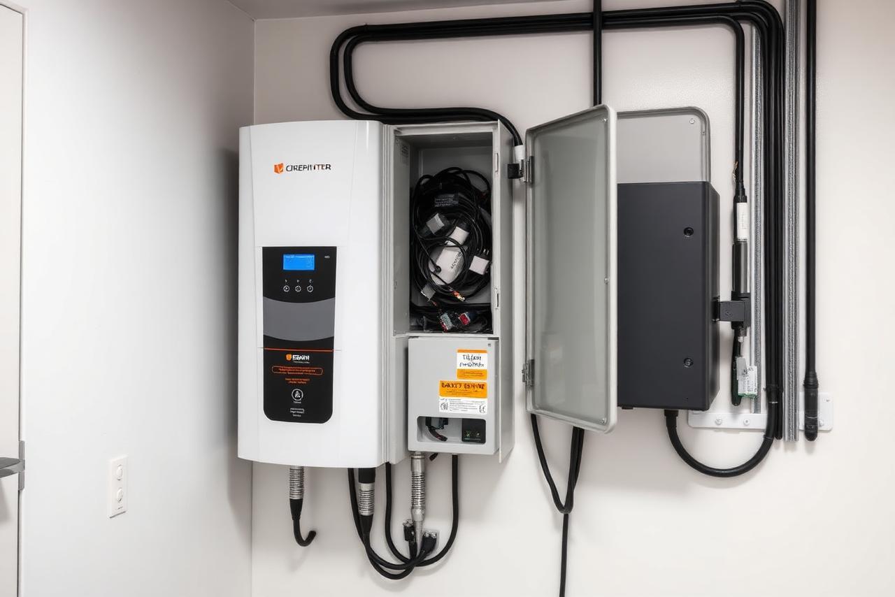 Solar battery bank and inverter installation